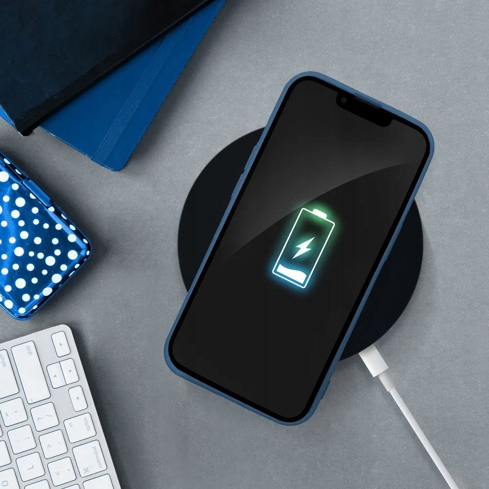 Mbulesë silikoni për Xiaomi Redmi Note 14 4G, mat, me xham mbrojtës, blu