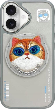 Mbulesë telefoni Nimmy Glasses Cool Cat MagSafe për iPhone 16, gria