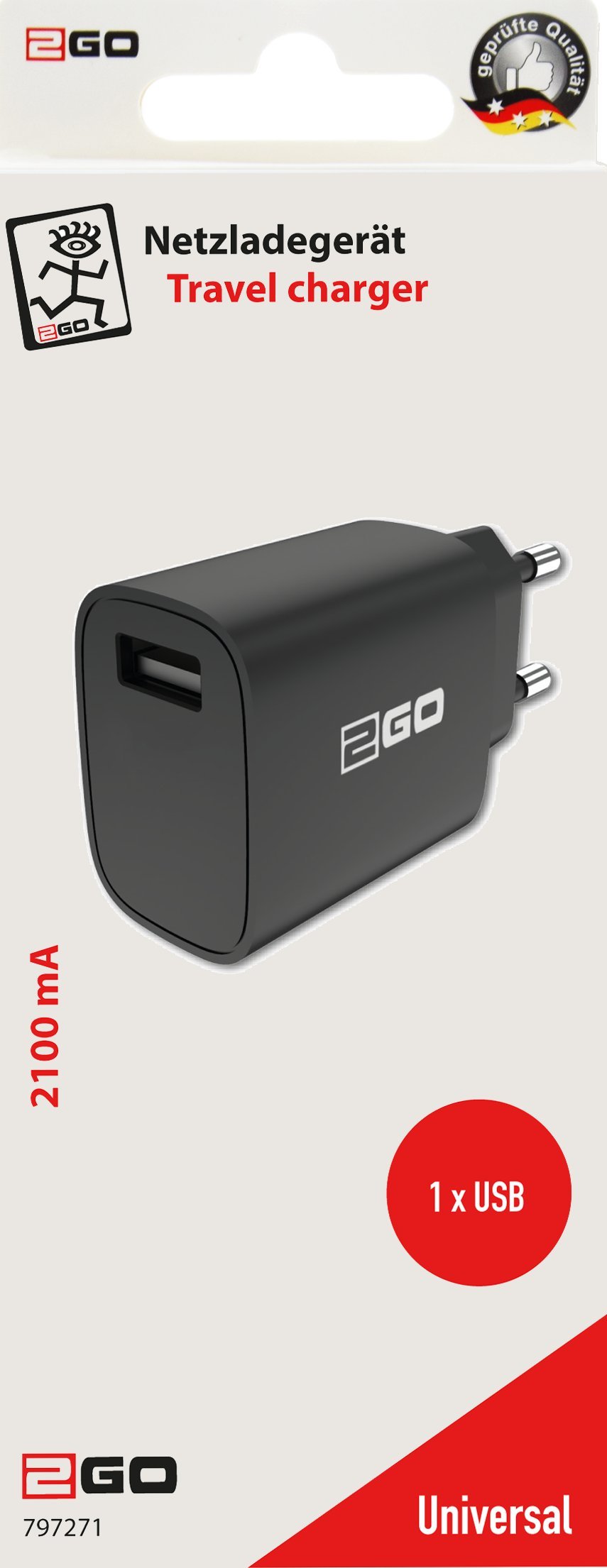 Karikues USB 2GO 797271, 5V, 1x USB 2.0, i zi