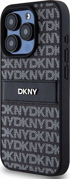 Маска за телефон DKNY PU кожа Repeat Pattern, за iPhone 15 Pro Max, црна