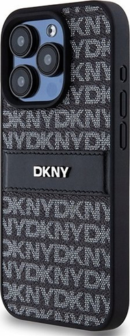 Маска за телефон DKNY PU кожа Repeat Pattern, за iPhone 15 Pro Max, црна