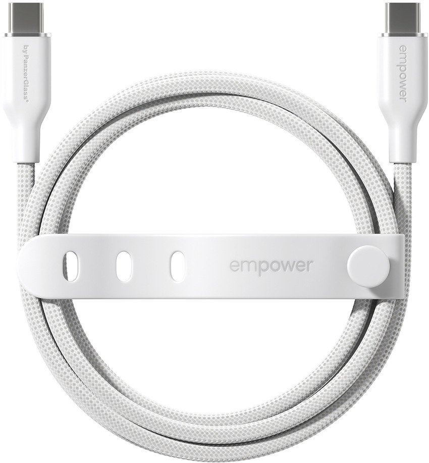Kabllo USB C PanzerGlass Empower Racing, 60W, USB 2.0, 1.2m, e bardhë argjendi