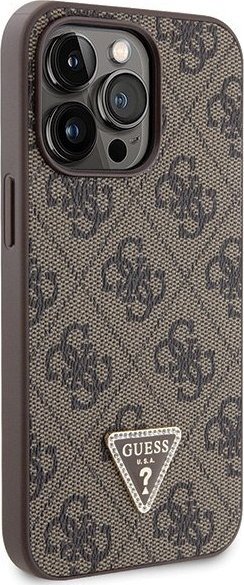 Mbulesë telefoni Guess GUHCP13LP4TDSCPW për iPhone 13 13 Pro, hardcase crossbody, 4G Metal Logo, kafe