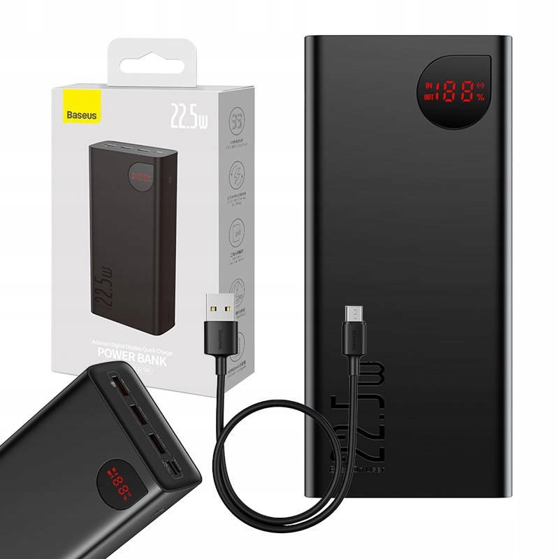 Power bank Baseus Adaman, 40000mAh, 22.5W karikim i shpejtë, e zezë