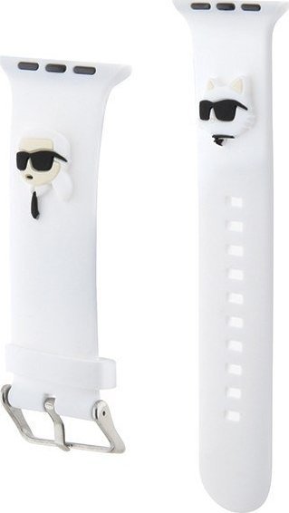 Byzylyk për Apple Watch Karl Lagerfeld NFT Karl &amp; Choupette, 42/44/45mm dhe Ultra, gomë, i bardhë
