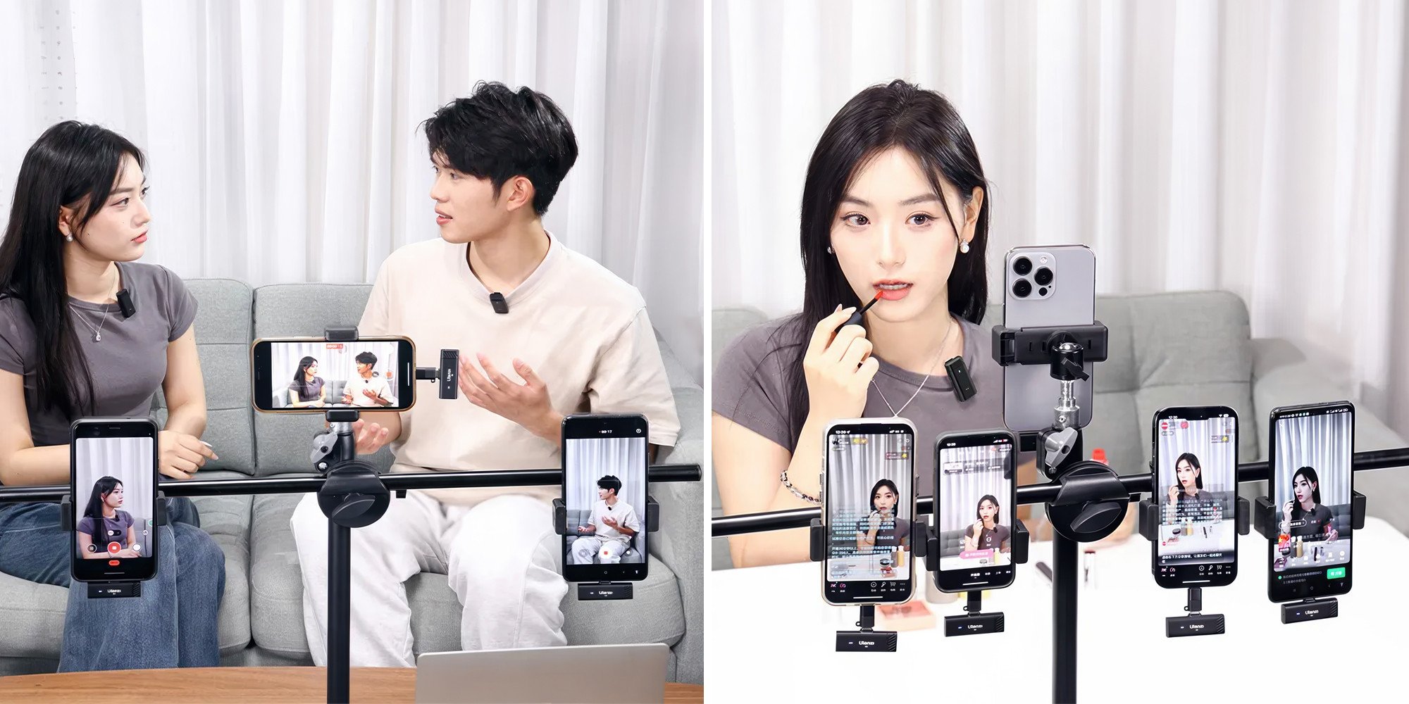 Mikrofon pa tela Ulanzi HM2301, dy transmetues, multi-device, i zi