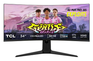 Monitor gaming TCL 34R83Q, 34" curved, WQHD 170 Hz, i zi dhe i bardhë