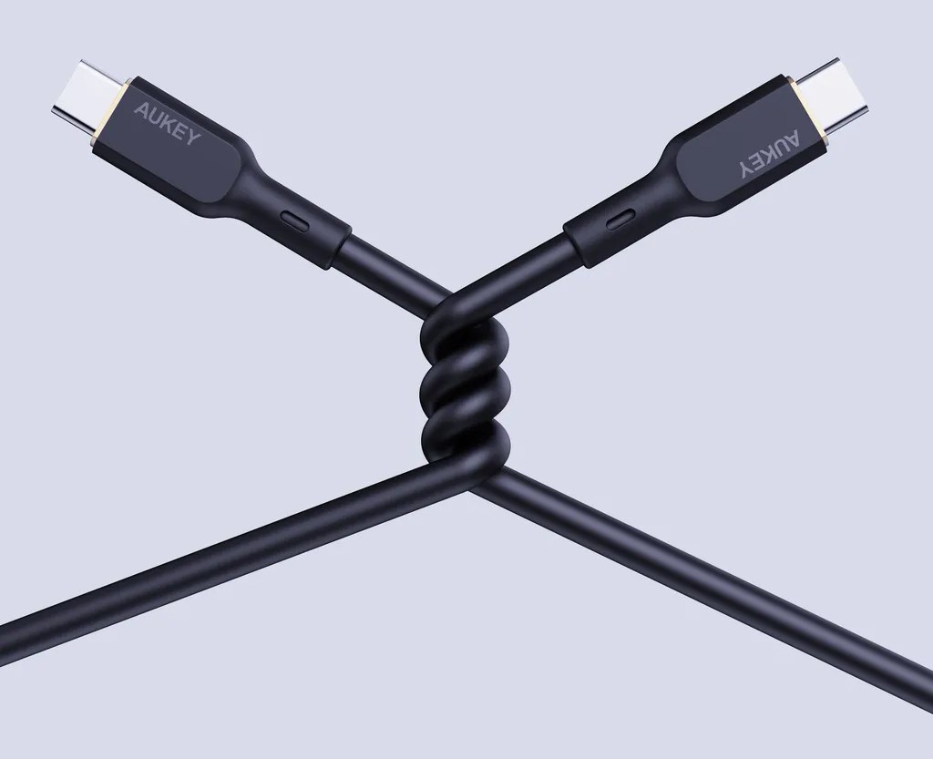 Kabllo Aukey, USB C / USB C, 1 m, e zezë