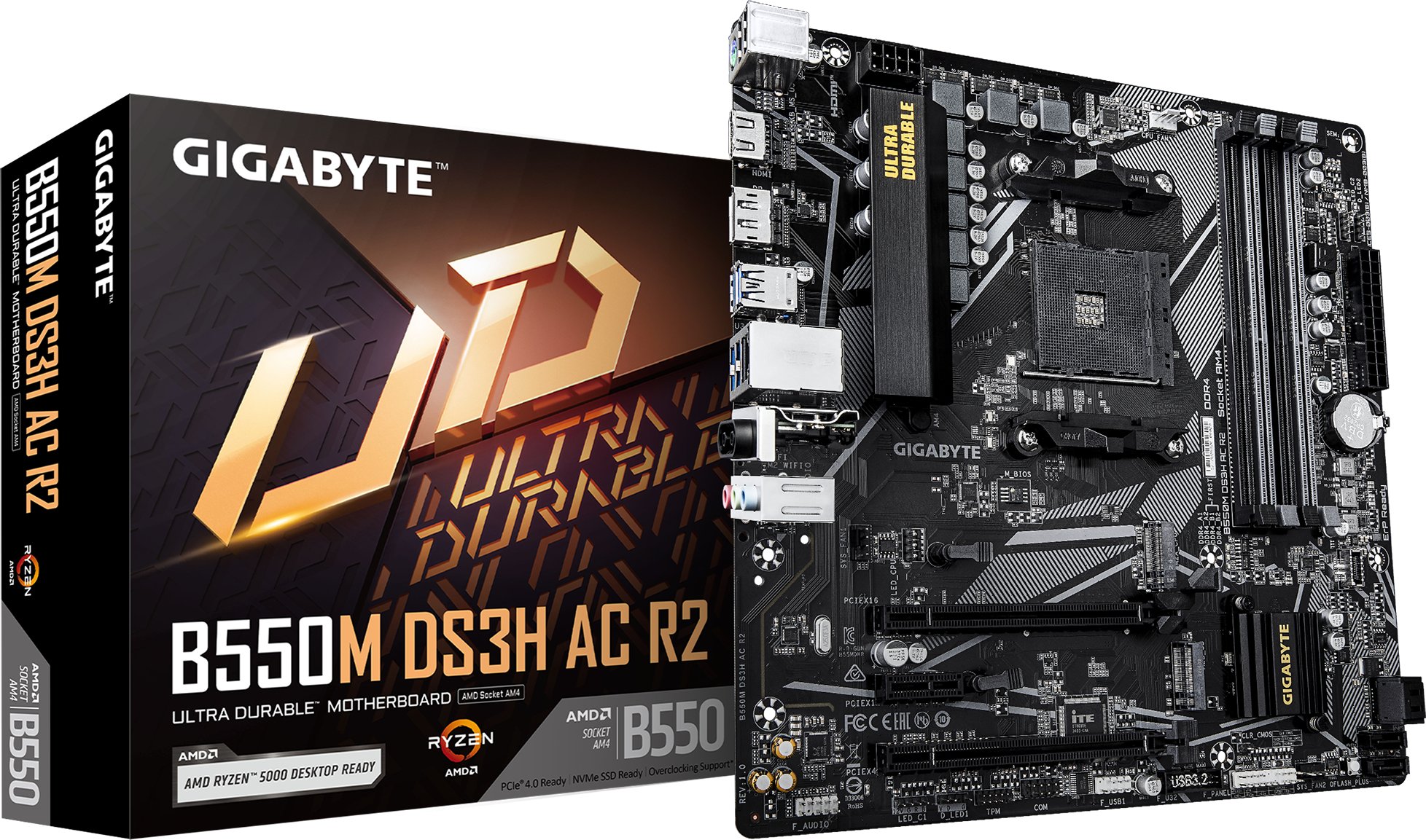 Pllakë amë GIGABYTE B550M DS3H AC R2, AMD AM4, DDR4, Wi Fi 5