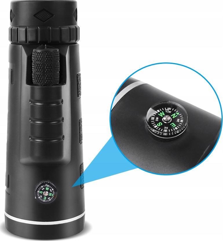 Teleskop monokular Apexel 40x60, diametër 60mm, me tripod dhe mbajtës telefoni, i zi