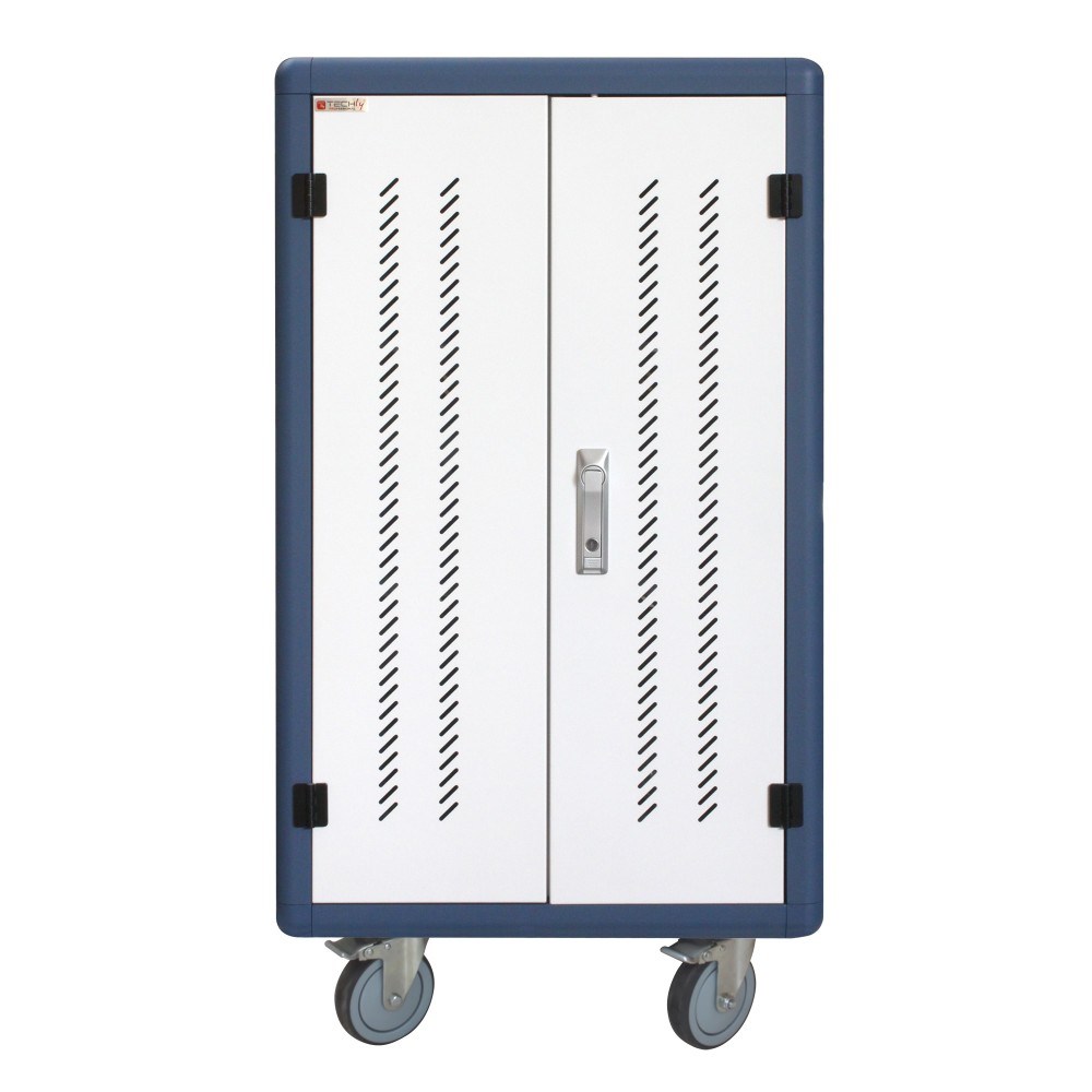 Karrocë karikimi Techly I-CABINET-30DUTY, 30 pajisje, me rrota, e bardhë