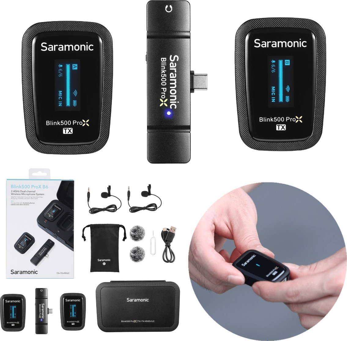 Sistem mikrofoni wireless Saramonic Blink500 Pro XB6 2023, 2 transmetues, USB C, i zi