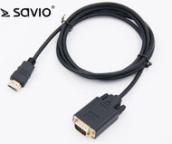 Kabllo Savio HDMI D-Sub (VGA) (SAVKABELCL-103). 480i, 576i, 480p, 576p, 1080i dhe 1080p, 1.8 m, e zezë