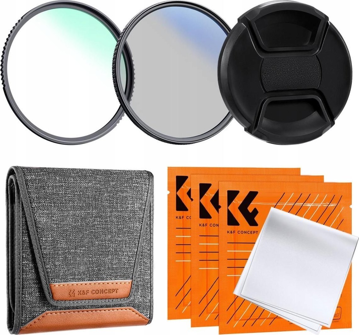 Set filtre fotografike K&amp;F Concept 4in1, UV nano, CPL polarizues, 82mm