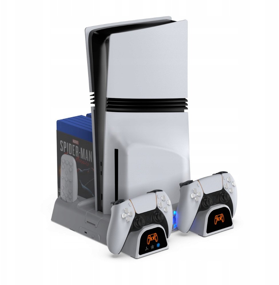 Stacion ftohës dhe karikues për PS5 YAXO Arctic Breeze NE, 2 ventilatorë, karikues DualSense, i bardhë