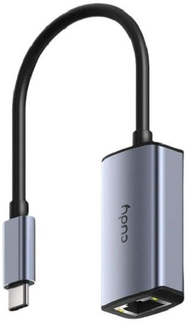 Adaptori USB C në Ethernet Cudy, 1000Mbps, Thunderbolt, gri alumini