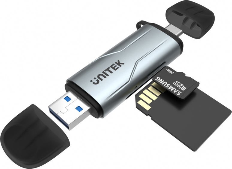 Lexues kartash Unitek R1010A, USB A dhe USB C, 5 Gbps, gri