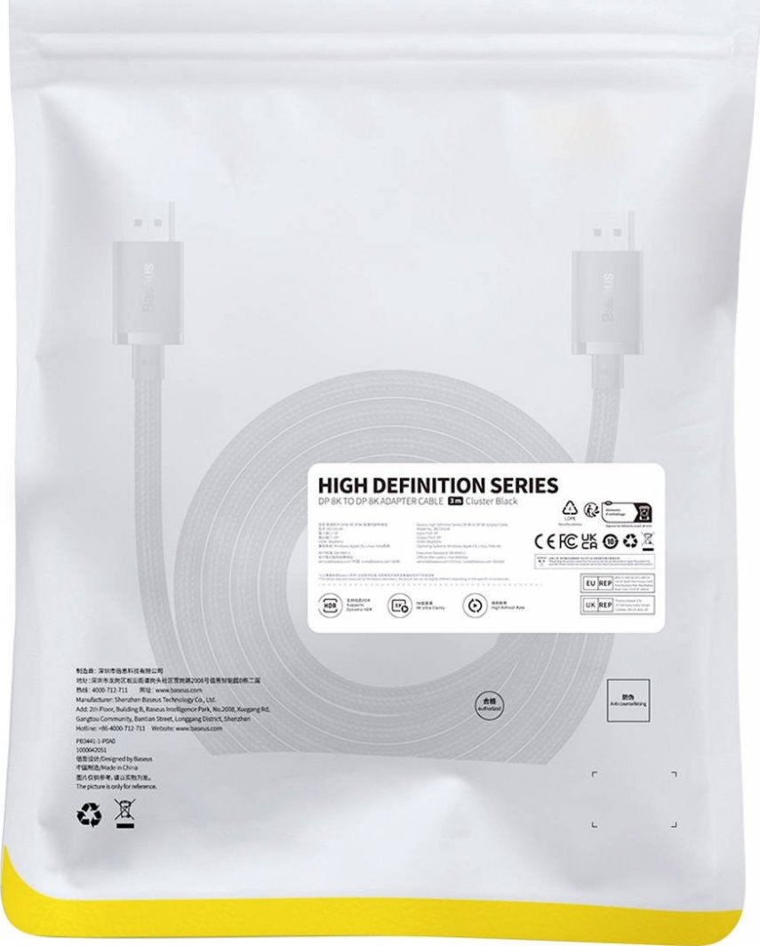 Kabllo DisplayPort Baseus High Definition, 1.5m, DP në DP, e zezë