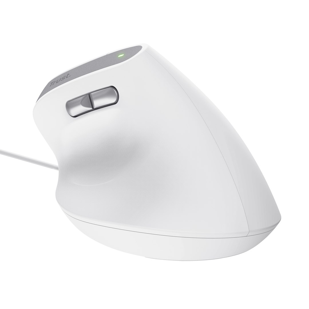 Maus ergonomik Trust Bayo II, me kabllo, 2400 DPI, i bardhë