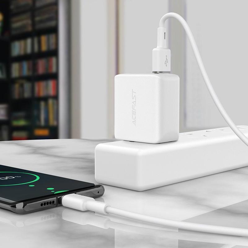 Kabllo USB Acefast USB-A në USB-C, 1.2m, 3A Quick Charge, e zezë