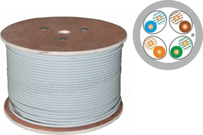 Kabull rrjeti Alantec U/FTP Cat.6A, 500m, LSOH Dca, gri e çelët