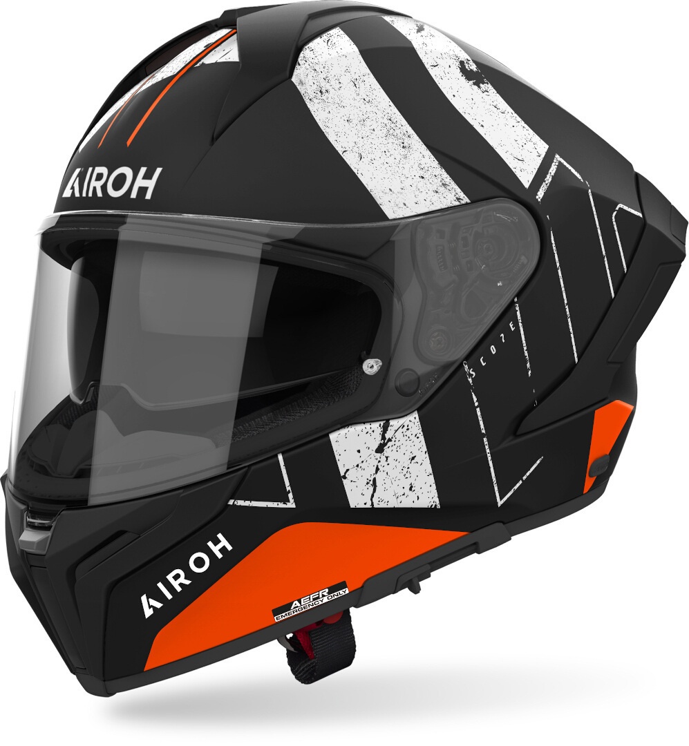 Helmetë moto Airoh Matryx Scope, për meshkuj, madhësia L, e zezë bardhë portokalli