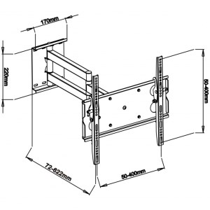 Mbajtëse muri për TV ART AR-20B, 32-65", 45kg, e zezë