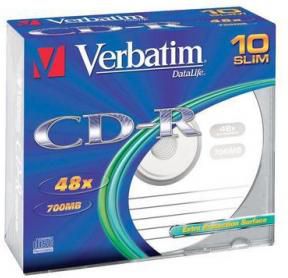 Set i CD-R Verbatim 43415, 700MB, 48x, 10 copë