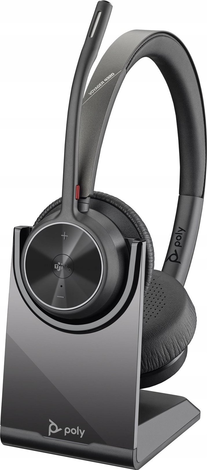 Kufje wireless Poly Voyager 4320-M, Bluetooth, me stacion karikimi, të zeza