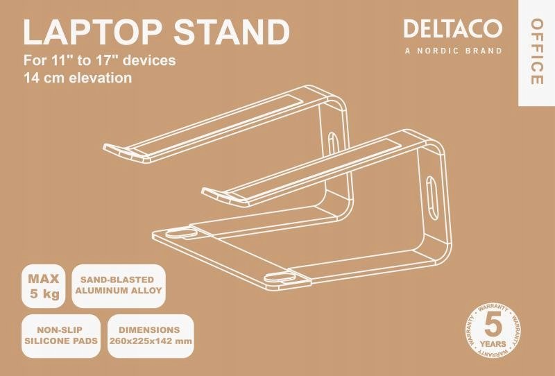Stendë për laptop DELTACO Office, 11-17", alumini, argjend