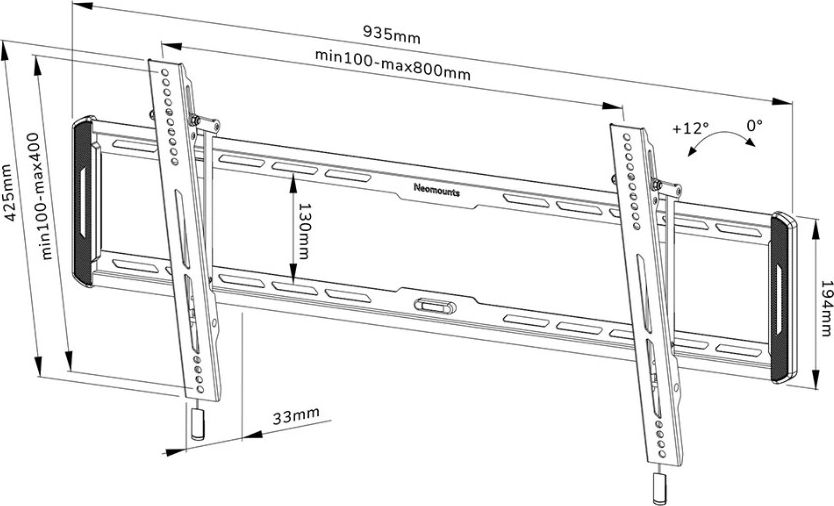 Mbajtëse muri për TV Neomounts WL35-550BL18, 43"-86", metal, e zezë