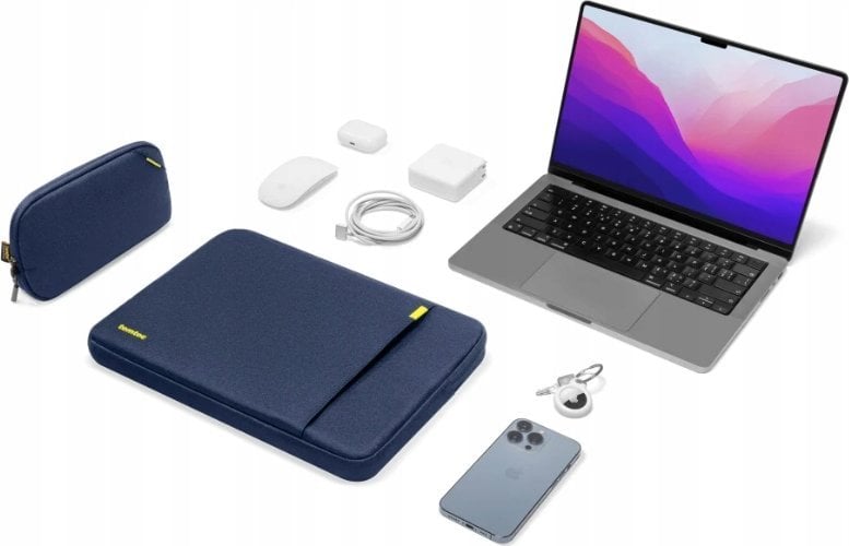 Çantë mbrojtëse laptopi Tomtoc Protective Sleeve Kit, 13", me etui aksesorësh, blu e errët
