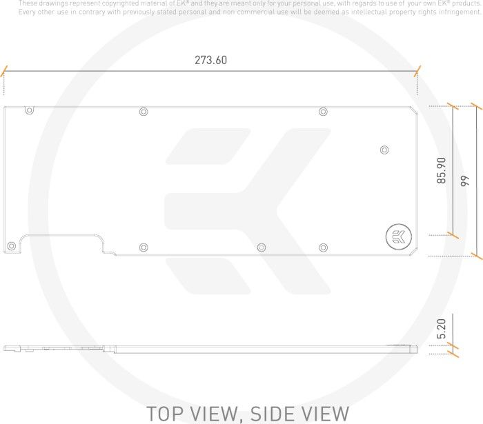 Backplate grafike EKWB Quantum Vector XC3 RTX 3080 3090, alumin, argjendtë