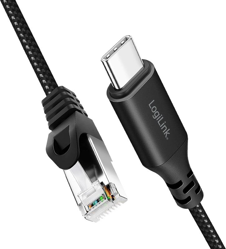 Kabllo rrjeti LogiLink CU0415, USB C në RJ45, 7.5m, Cat6, i zi