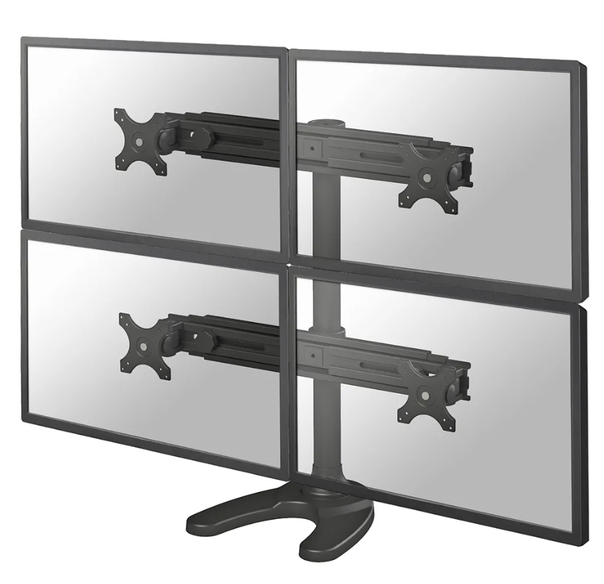 Qëndrim tavoline për 4 monitorë Neomounts FPMA-D700DD4, 19"-30", VESA 75x75 100x100, i zi