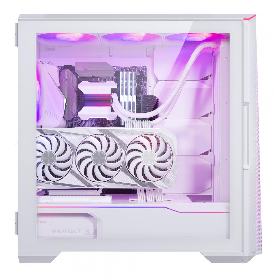 Kase PC Phanteks Eclipse G500A DRGB, xham i temperuar, 3 ventilatorë 140mm ARGB, e bardhë