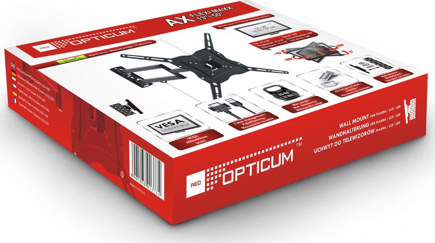 Ѕиден држач за ТВ Opticum AX Flexi Maxx, 13"-50", VESA 400x400, црн