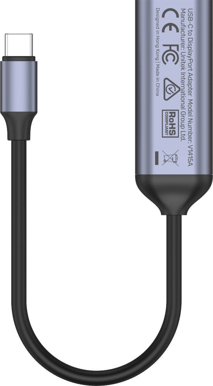 Adapter video UNITEK V1415A, USB Type C në DisplayPort, 8K, gri