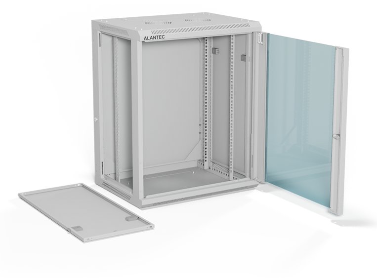 Dolap muri RACK ALANTEC 19" 15U 600x450, derë xhami, për vetëmontim, gri
