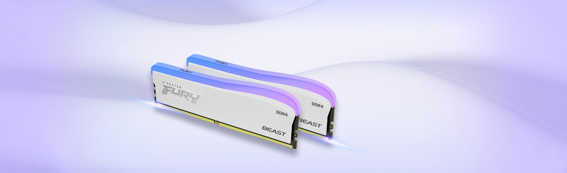 Memorie RAM Kingston Fury Beast RGB, DDR4, 16GB, 3200 MHz, CL16, e bardhë