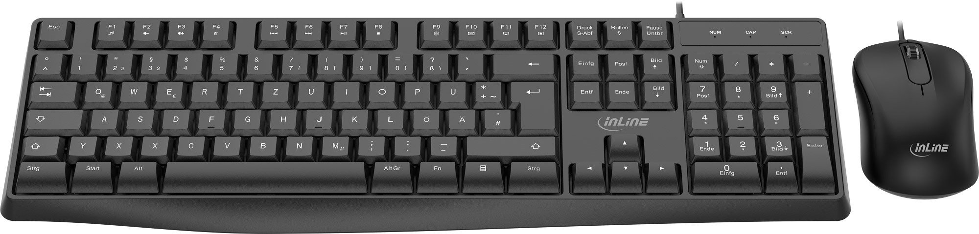 Set tastierë dhe mi InLine Basic Desktop II, USB, 1200 DPI, i zi