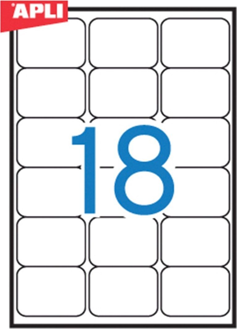 Etiketa vetëngjitëse Apli, 63.5x46.6mm, 100 copë, të bardha