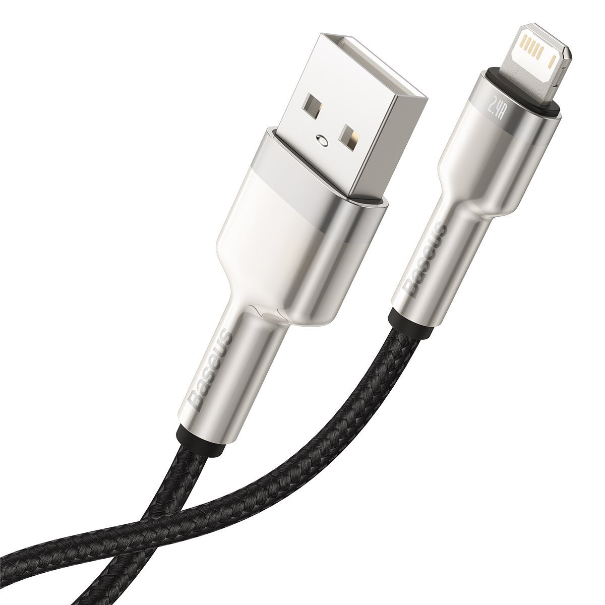 Kabllo karikimi Baseus Cafule Metal, USB në Lightning, 1m, 2.4A, i zi