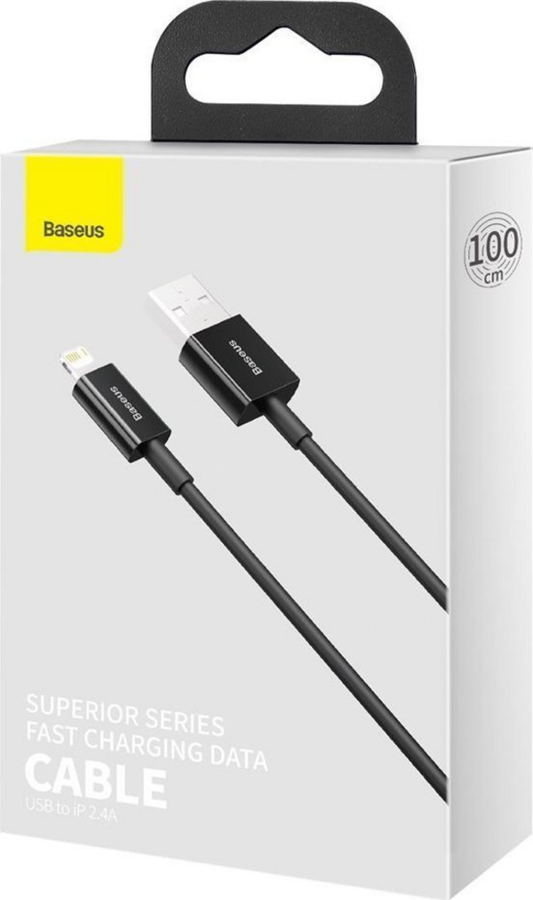 Kabllo BASEUS Superior Series USB-A - Lightning, 2.4A, 1m, e zezë