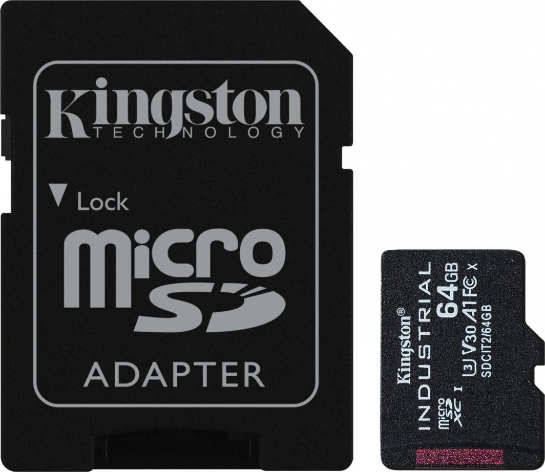 Kartë memorie Kingston Industrial MicroSDXC, 64 GB, 10 UHS-I / U3 A1 V30 (SDCIT2 / 64GB)
