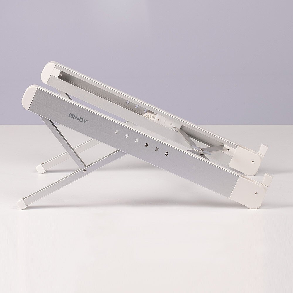 Mbajtëse laptopi Lindy Riser Folding 20916, e rregullueshme, palosëse, argjend me të bardhë