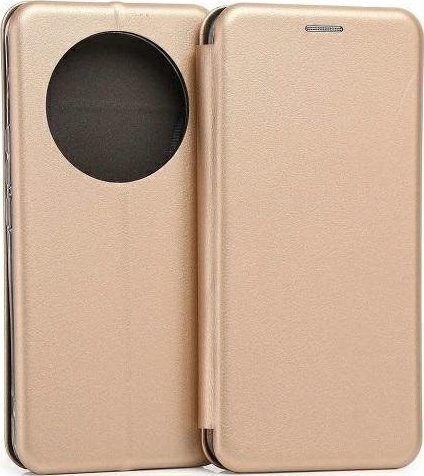 Etuja me kapak Honor Magic5 Lite, flip magnetik, me xhep karta, ngjyrë gold