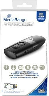 Prezantues wireless MediaRange MROS222, 15m, USB, i zi argjend