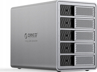 Kuti disqesh Orico 9858T3, 5x 2.5"/3.5" SATA HDD SSD, Thunderbolt 3, argjendtë