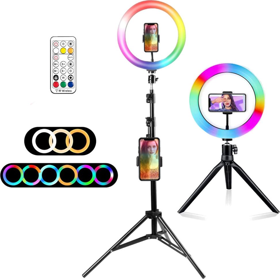Rringë drite LED Mozos MLM-RING-RGB, 20W, RGBW, 1700mm, e zezë